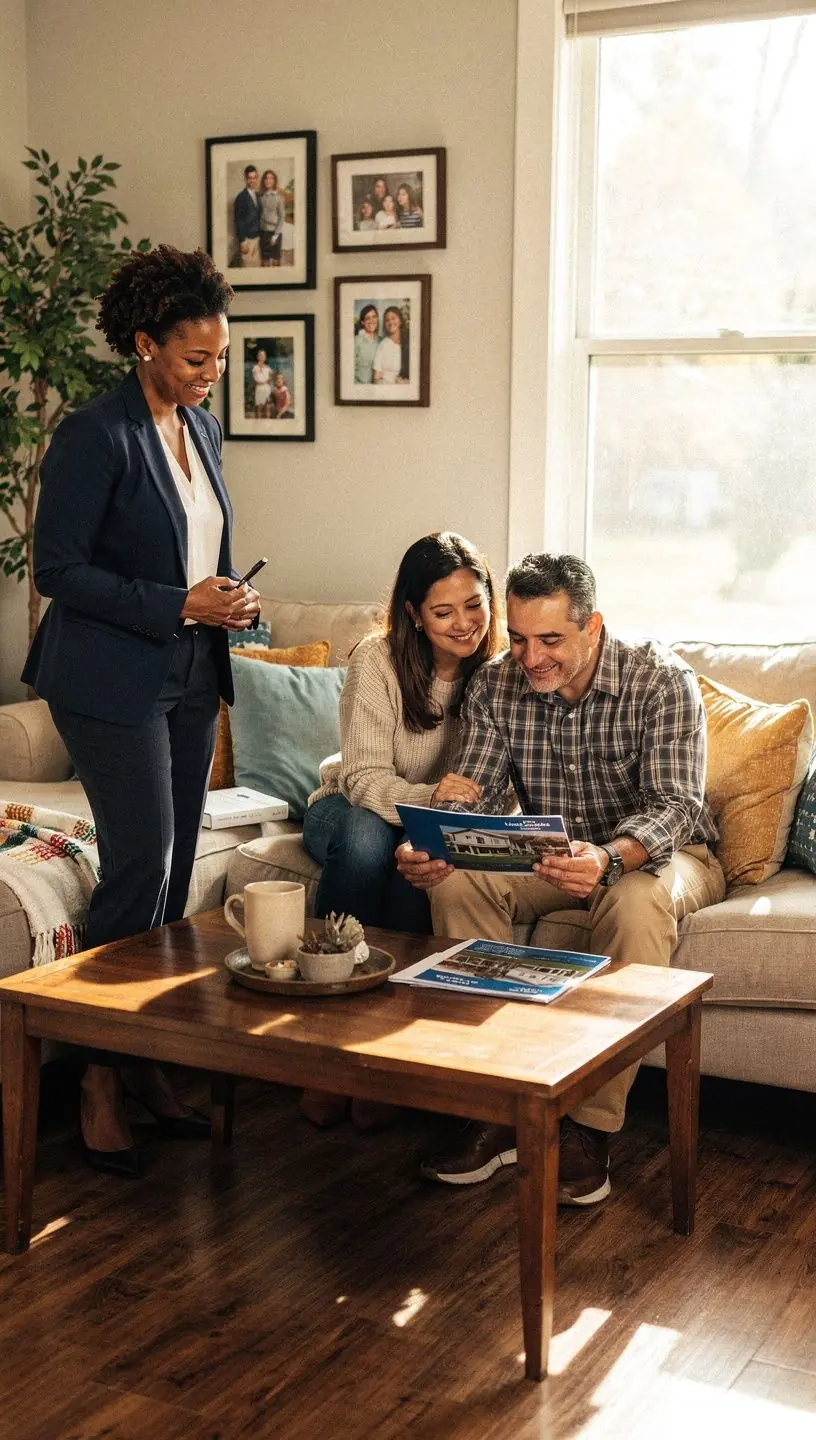 Изображение уютного дома с зеленым двором, подходящего для долгосрочной аренды.