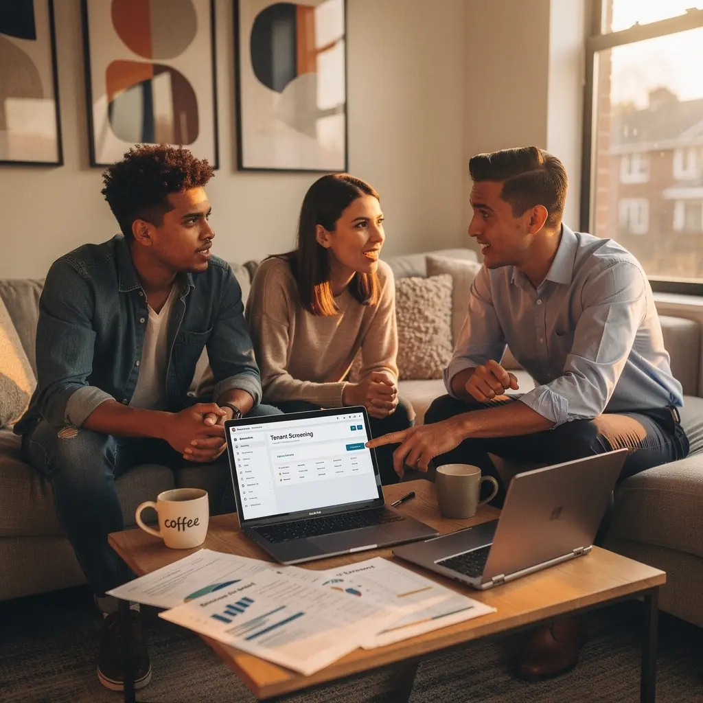 Изображение уютного дома с зелёным двором на фоне ясного неба