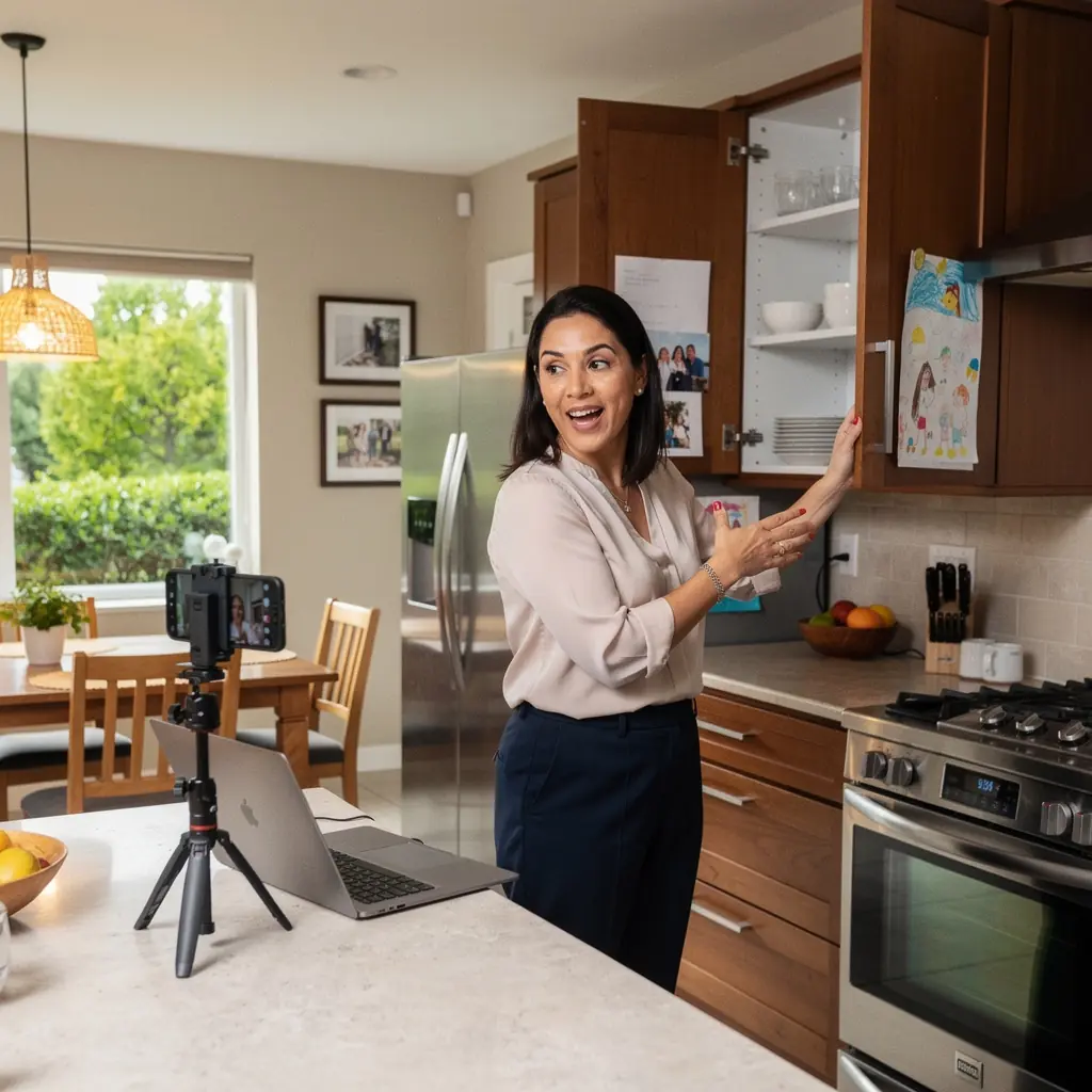 Современный дом, доступный для долгосрочной аренды, окружённый зелёными насаждениями.