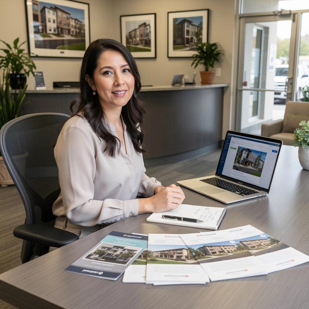 Счастливая пара, подписывающая договор аренды в офисе агентства